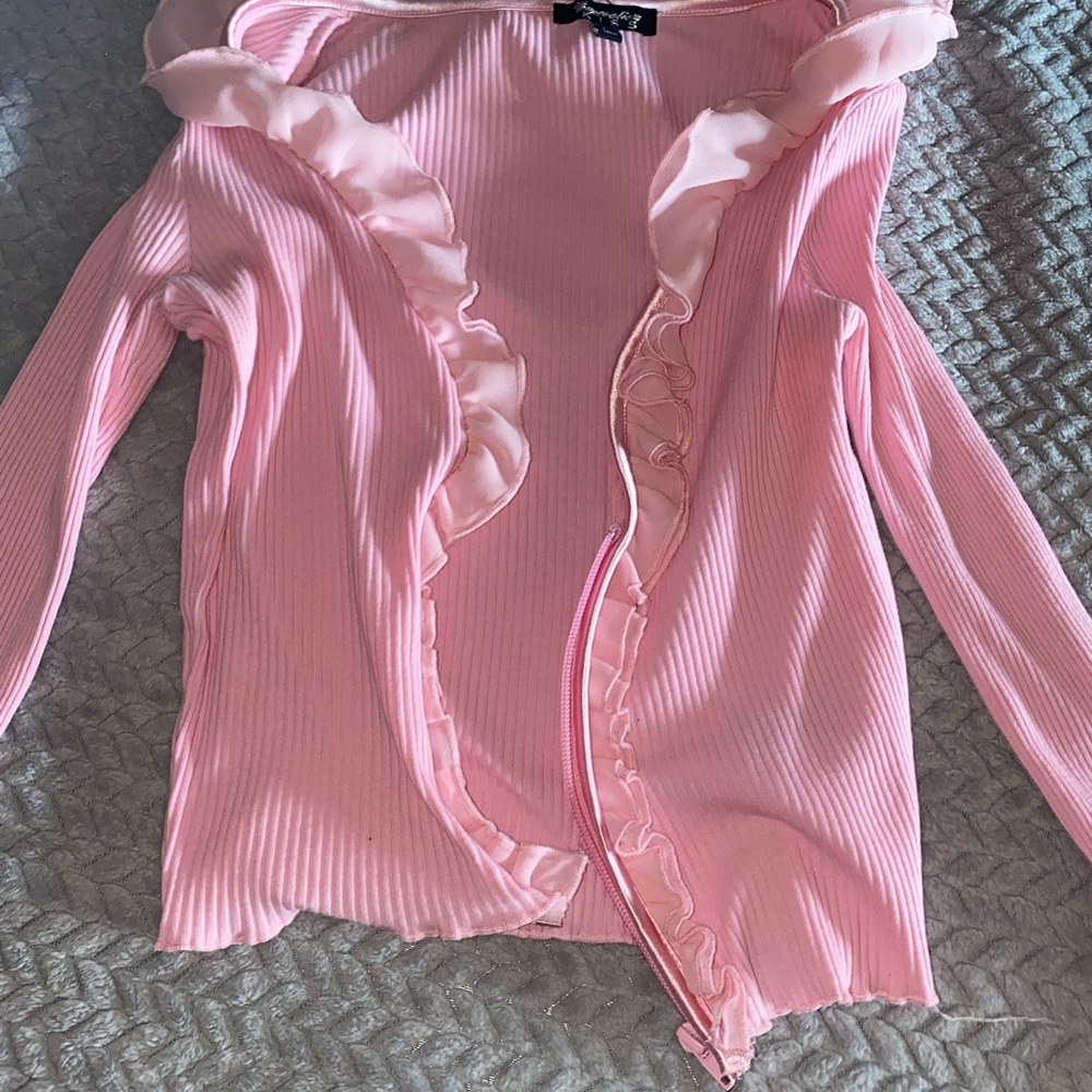 Pink Ruffled Cardigan - Picture 2 of 3